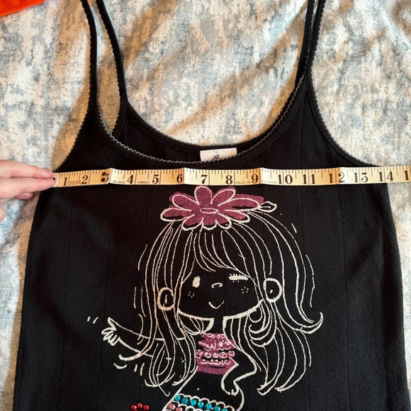 Ado Mizumori Tank Top Sz XS Kidcore  Y2K Kawaii Rhinestone‎ Mermaid Lettuce Hem - Picture 13 of 13